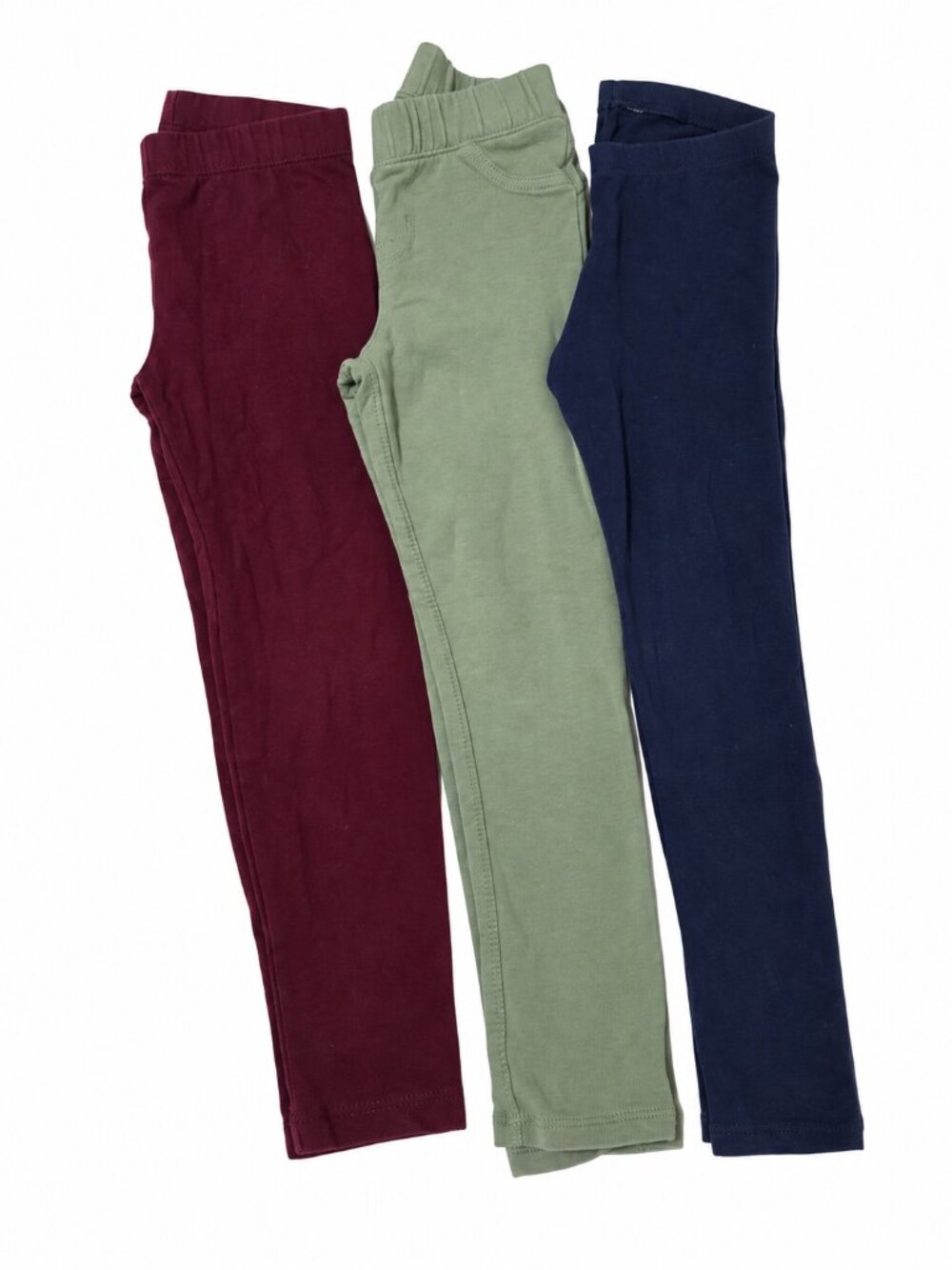 Cat & Jack Girls Pants Leggings Lot of 3 Size XS 4/5 5T Burgundy Green Navy